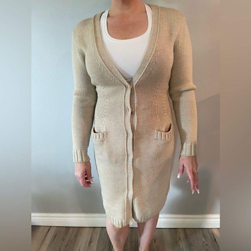 Nina Ricci Snap Front Wool Long Cardigan Sweater S